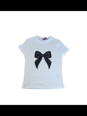 NWT Edikted FLAW Womens Medium Tied up bow black white graphic shirt